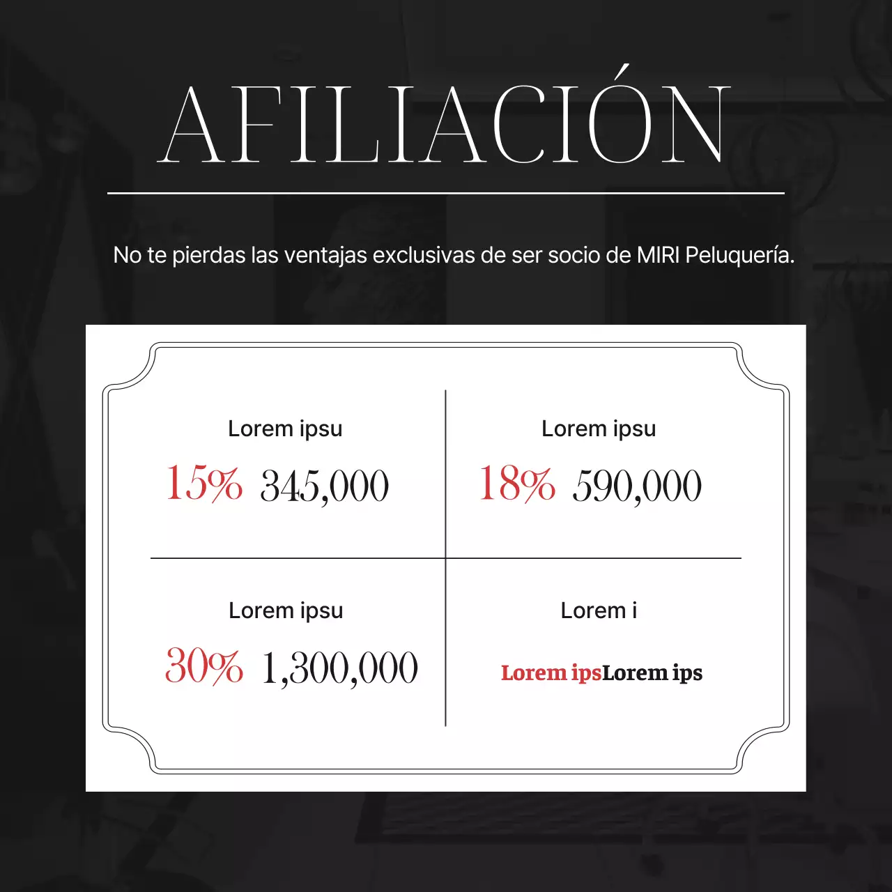 Blanco y negro peluquería moderna social media marketing