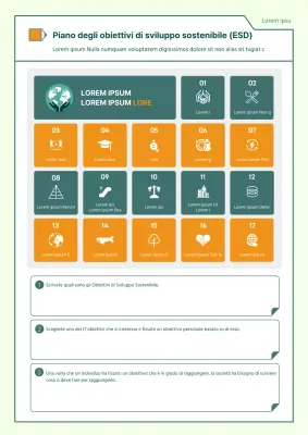 Semplice piano didattico sugli Obiettivi di sviluppo sostenibile in verde e arancione