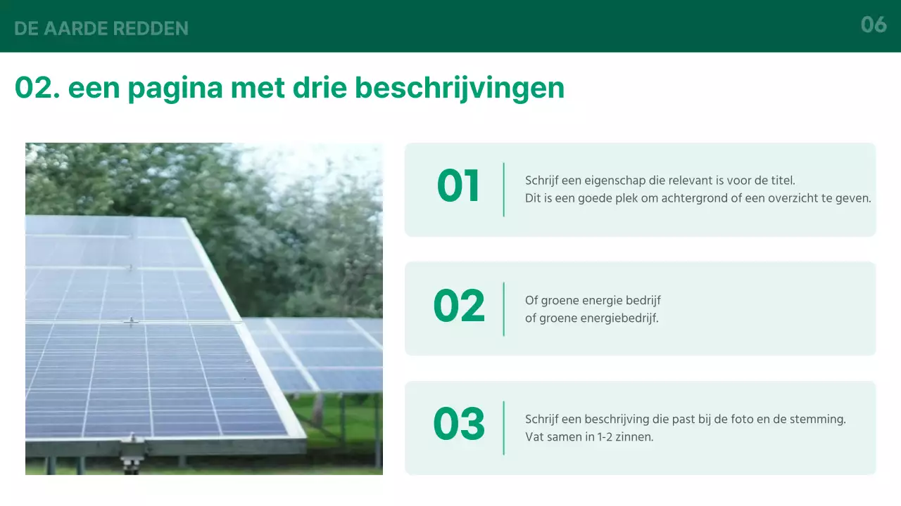 Een groene en witte basisintroductie in de groene-energiesector