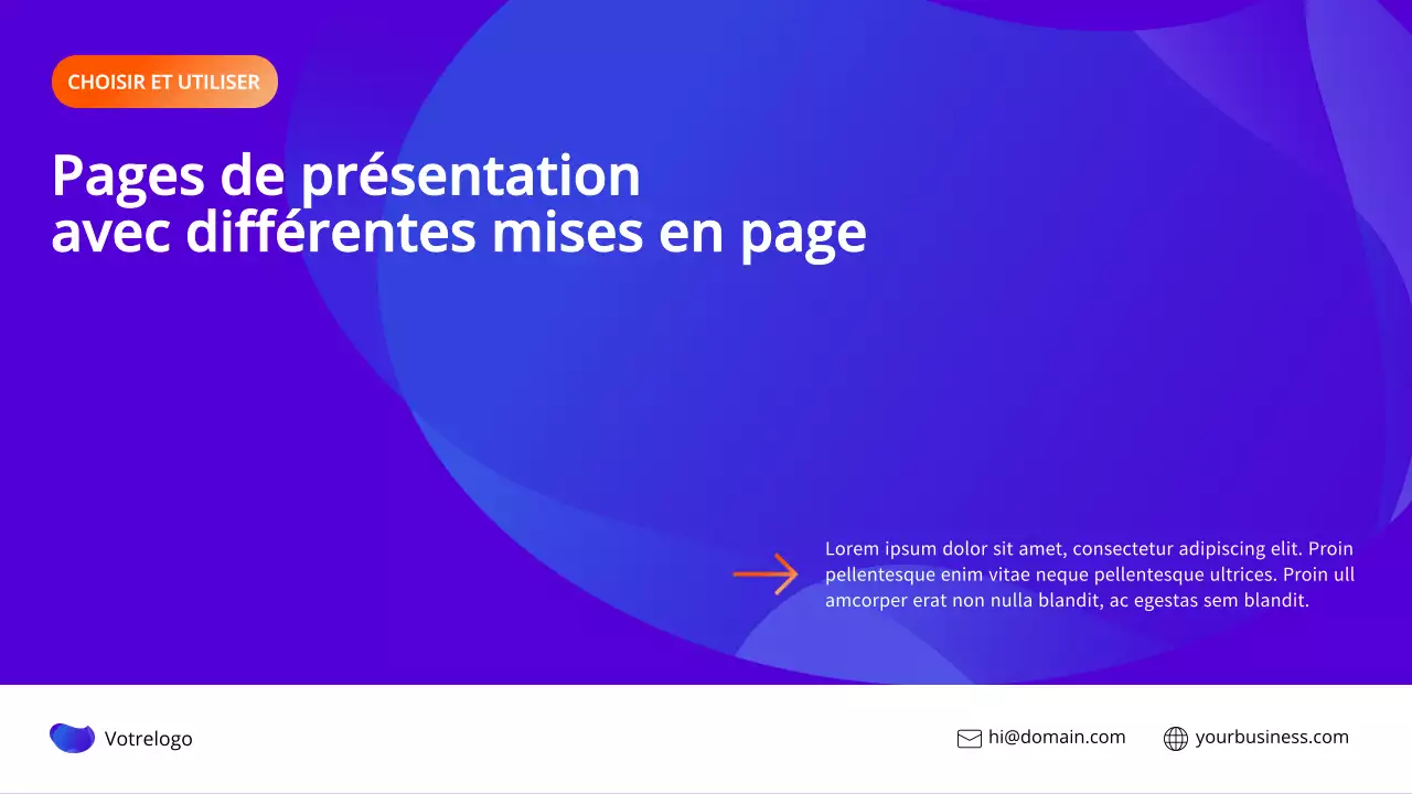 Pages de rapports marketing modernes indigo et orange avec différentes mises en page