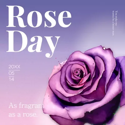 Purple Floral Rose Announcement Social Media Post