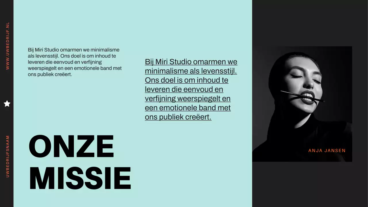 Oranje en zwart minimalistisch modern bedrijfsprofiel