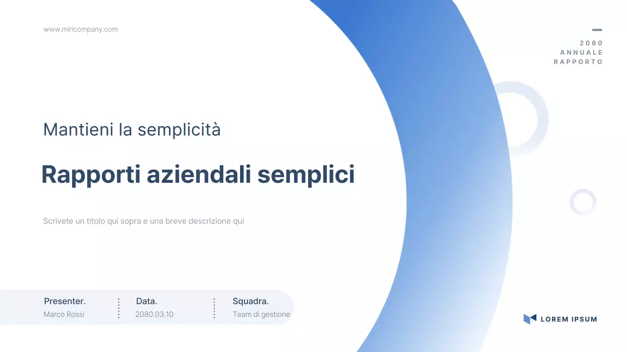 Una relazione semplice in blu e azzurro