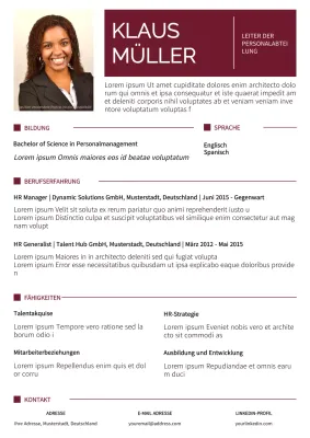 Rot-weißes einfaches Human Resource Manager Portfolio