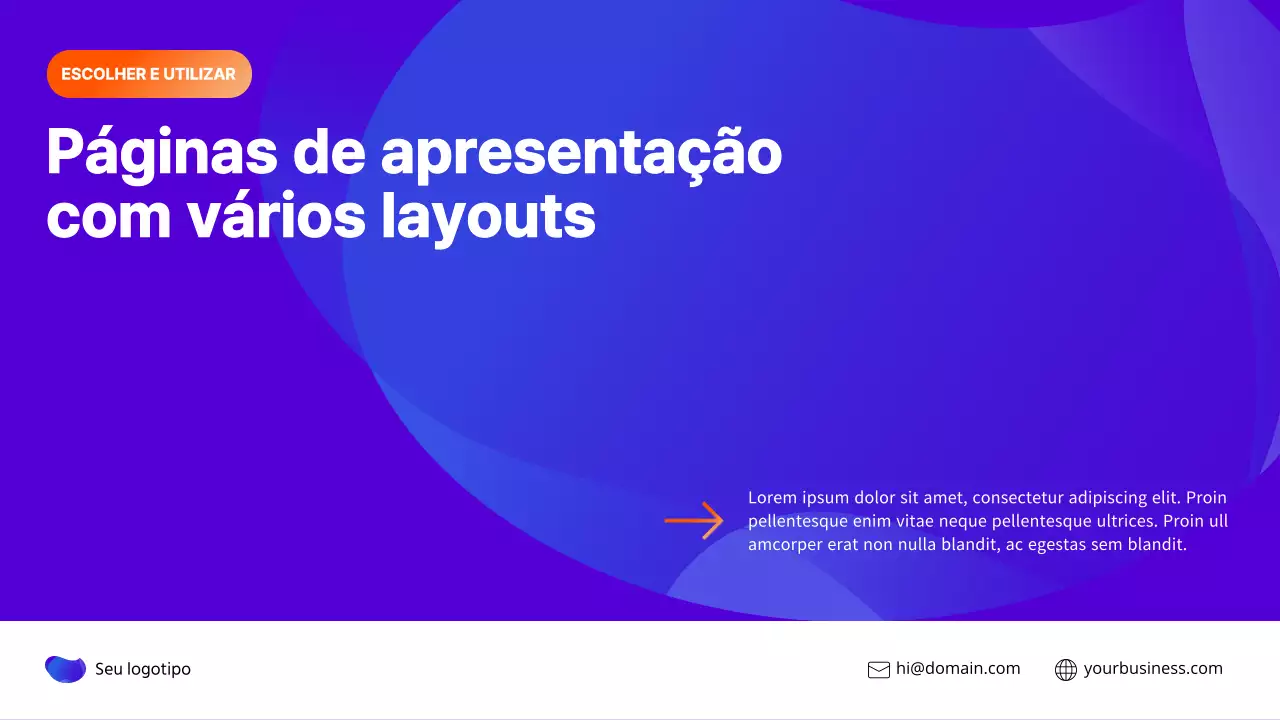 Páginas de relatórios de marketing modernos em índigo e laranja com vários layouts