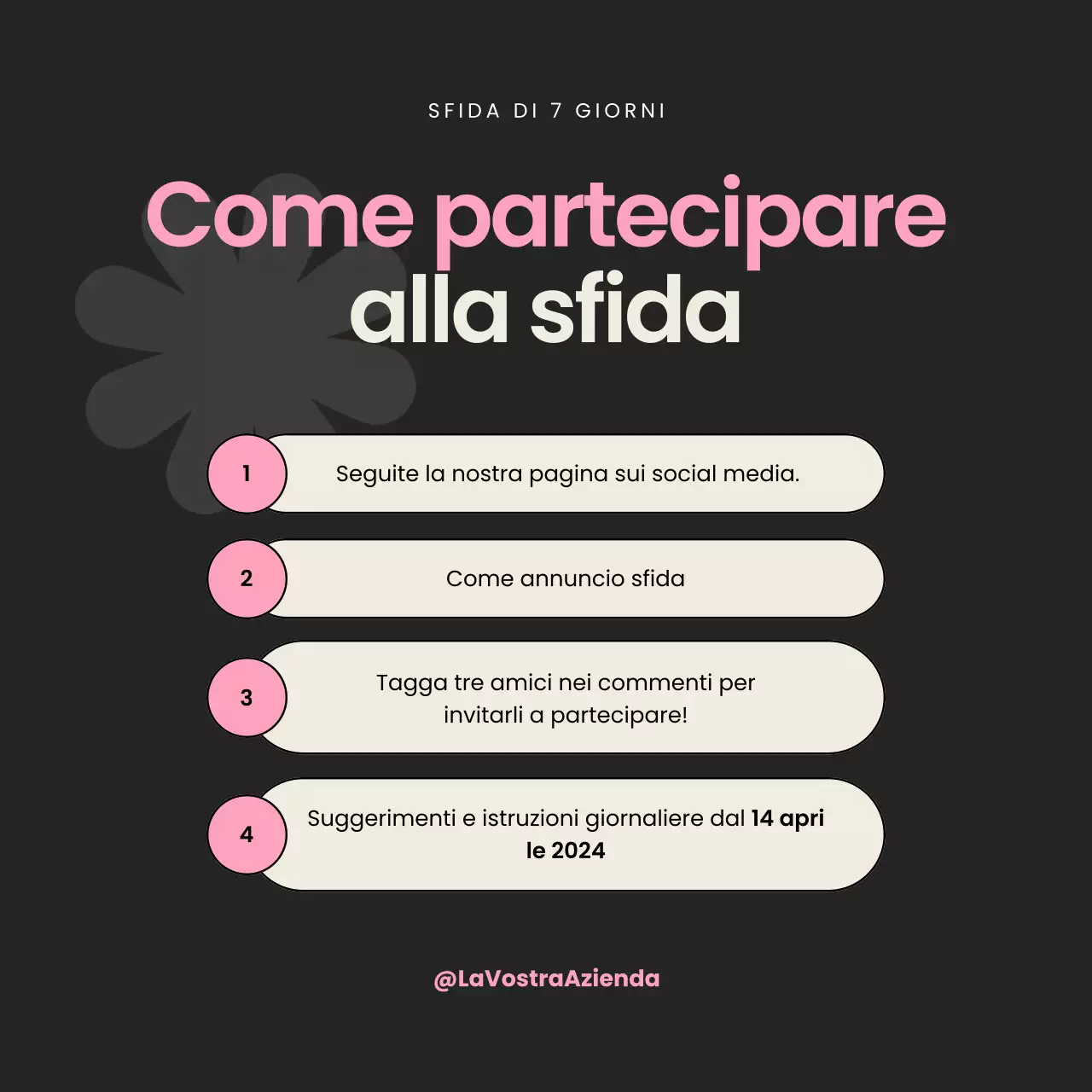 Campagna di sfida dei 7 giorni sui social media moderni in rosa e nero