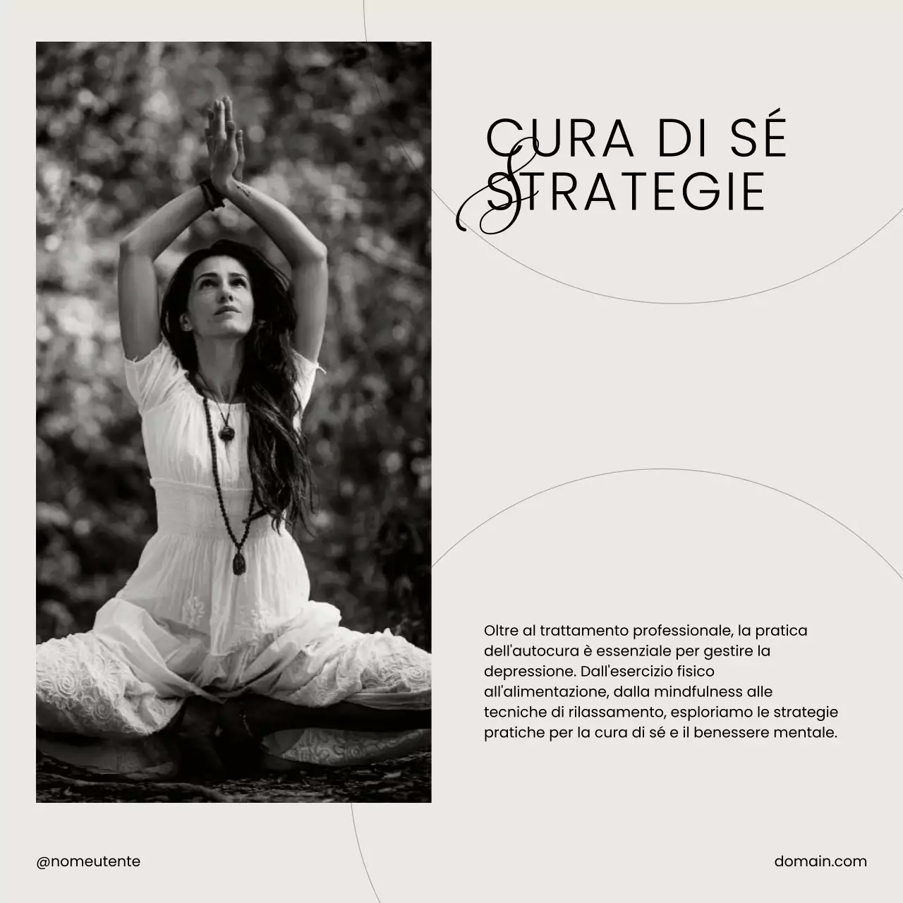 Campagna di auto-amore per la cura della salute mentale in bianco e nero beige