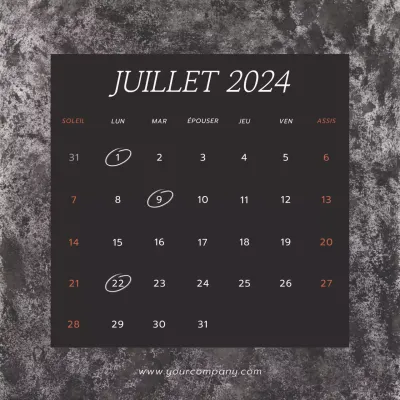 Calendrier des tendances gris et noir Promotion du blog