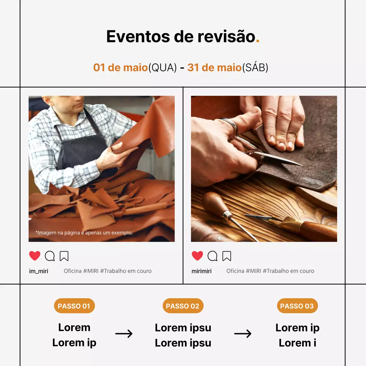 Anúncios de eventos de revisão de redes sociais na moda num fundo branco