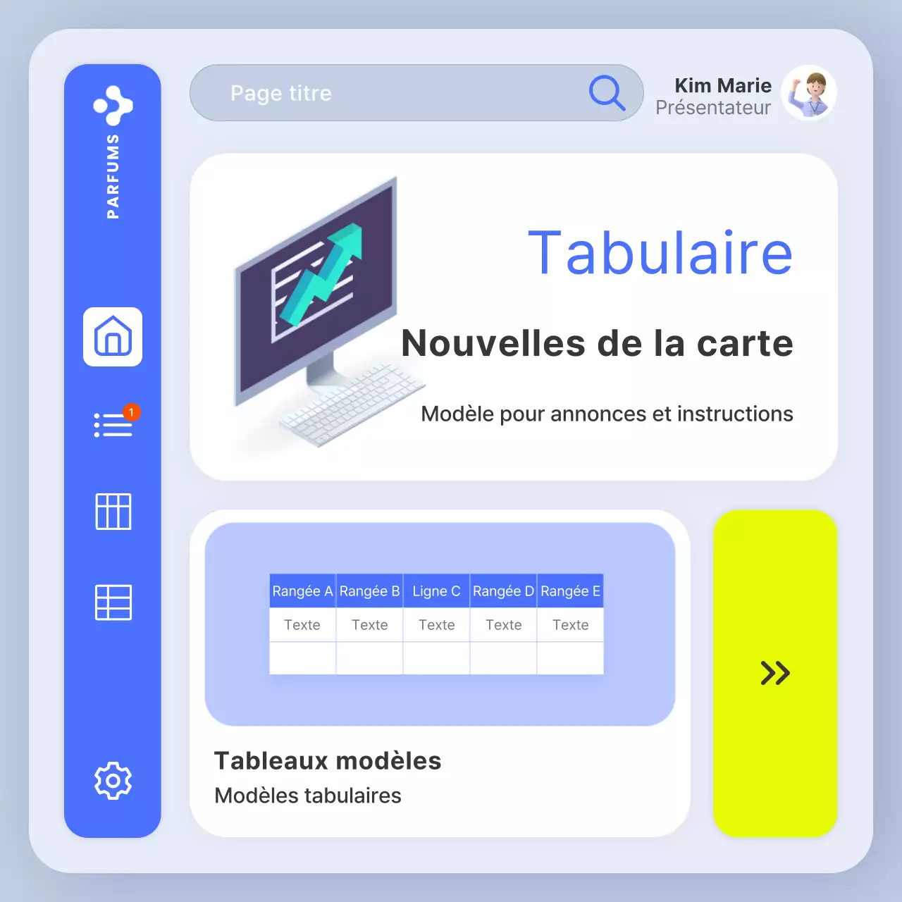 Annoncer l'utilisation tendance de tables bleues et blanches