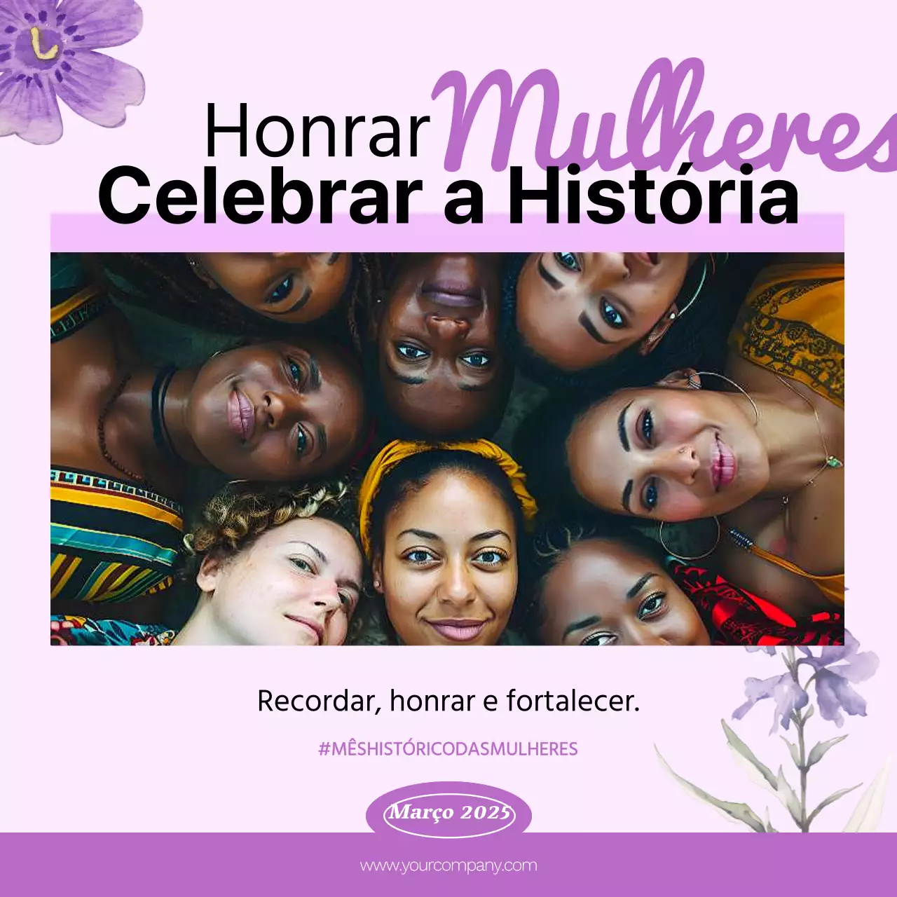 Lavanda Minimal Tropical Publicidade do Mês da História da Mulher