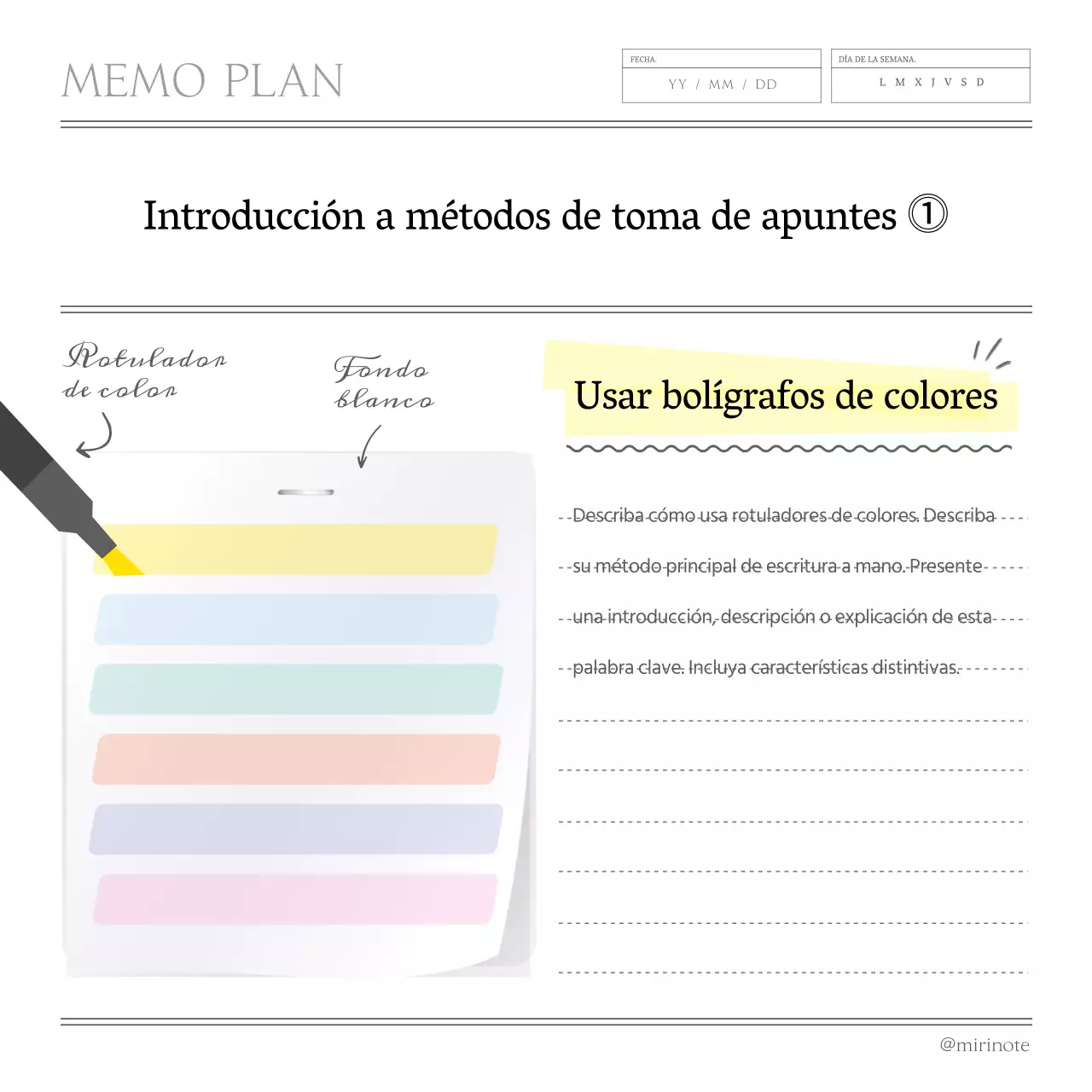 Trucos y consejos minimalistas para tomar notas en gris y amarillo
