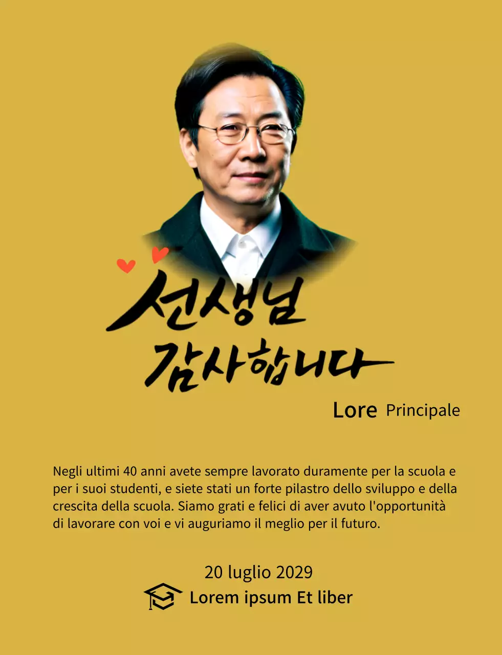 Targa luminosa di riconoscimento della scuola con calligrafia e foto