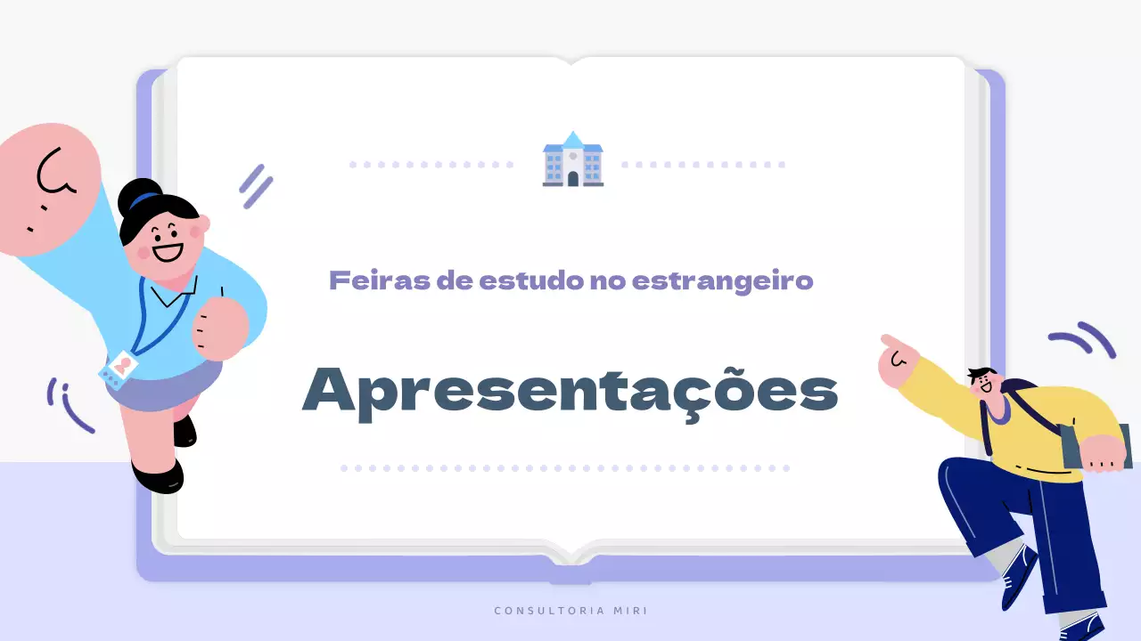 Um simples prospeto de estudo no estrangeiro em lilás e branco