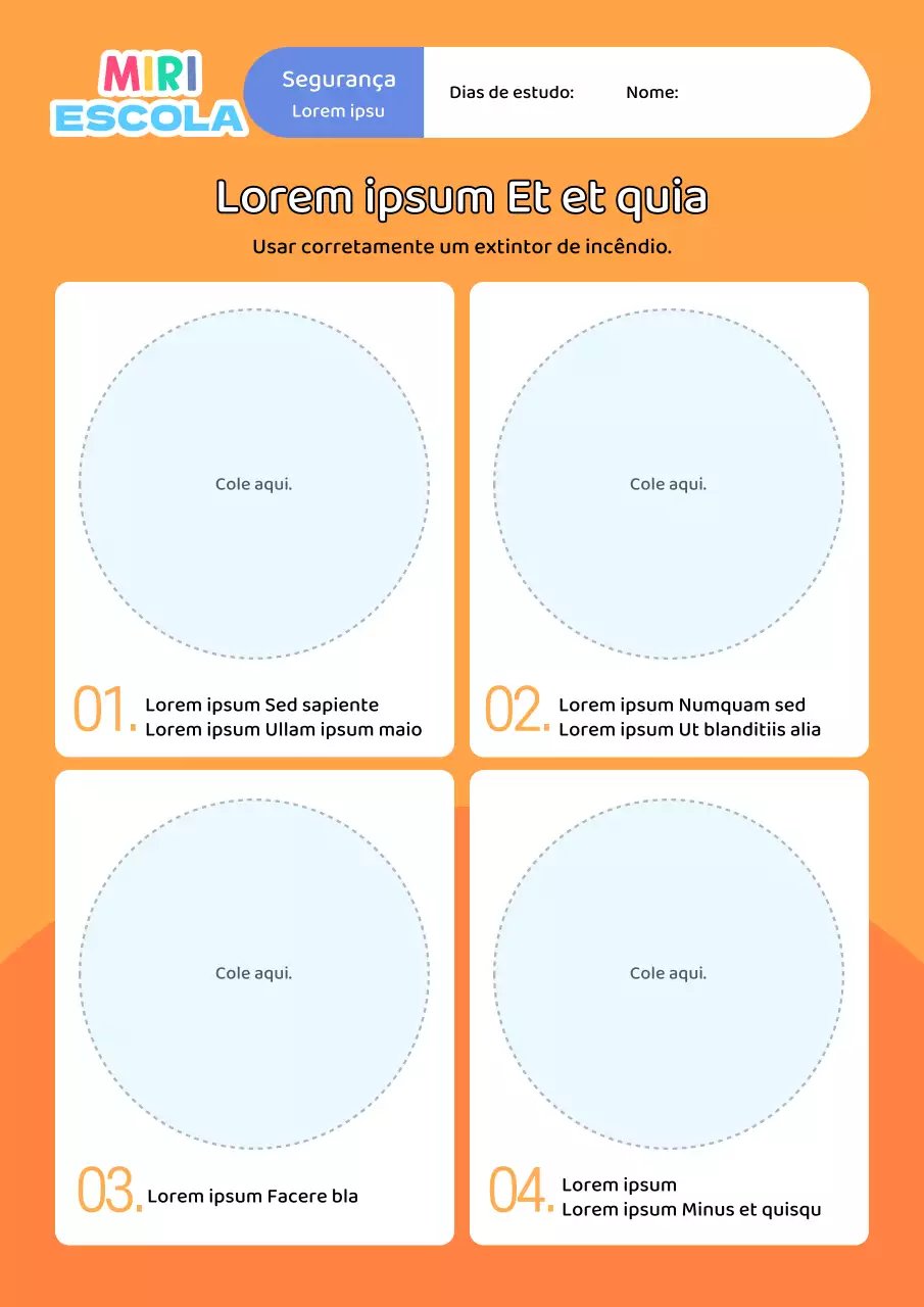 Materiais de formação de fichas de estudo laranja e minimalistas
