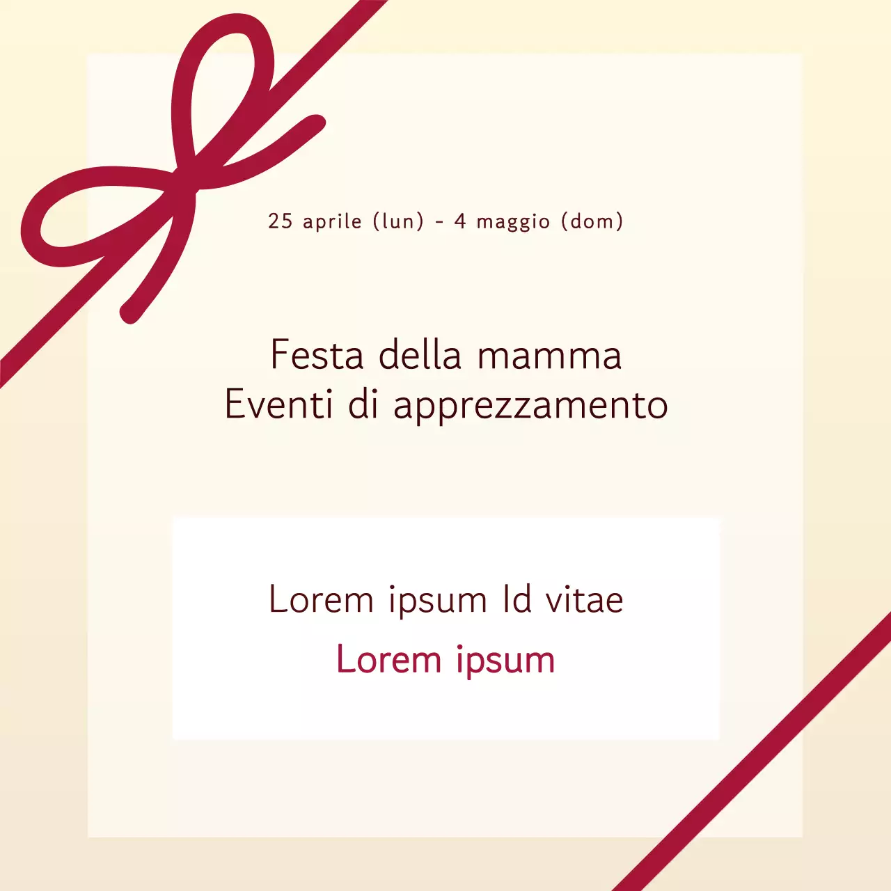 Un annuncio moderno per la festa della mamma in rosso e arancione
