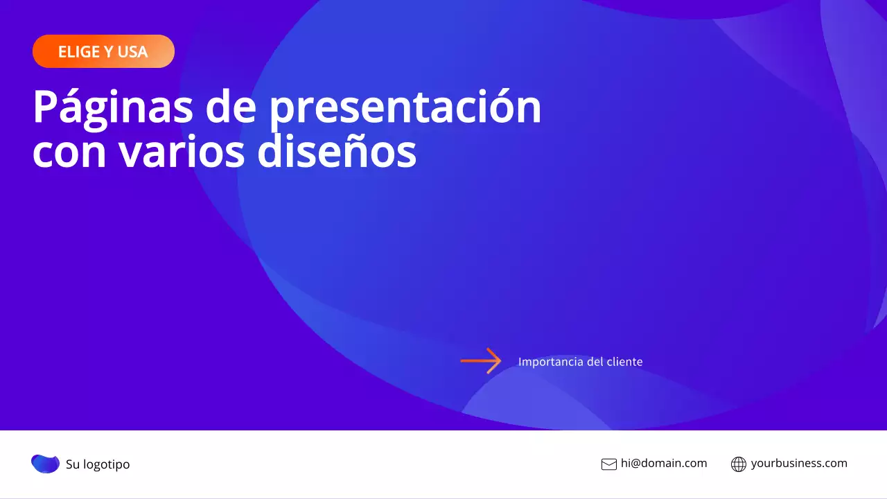 Páginas de informes de marketing modernas en añil y naranja con varios diseños