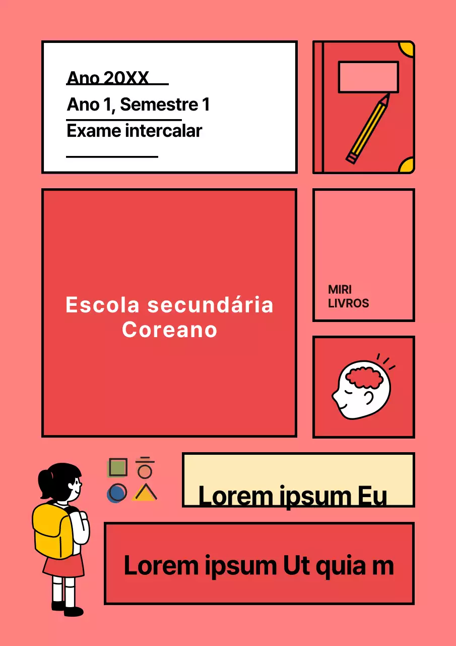 Capa vermelha, simples, de um volume, para o liceu