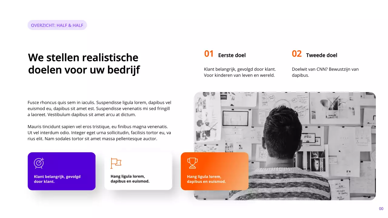Indigo en oranje moderne marketingrapportpagina's met verschillende indelingen