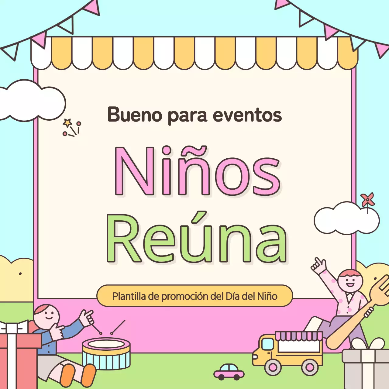 Promueva un acto kitsch del Día del Niño en rosa y chartreuse