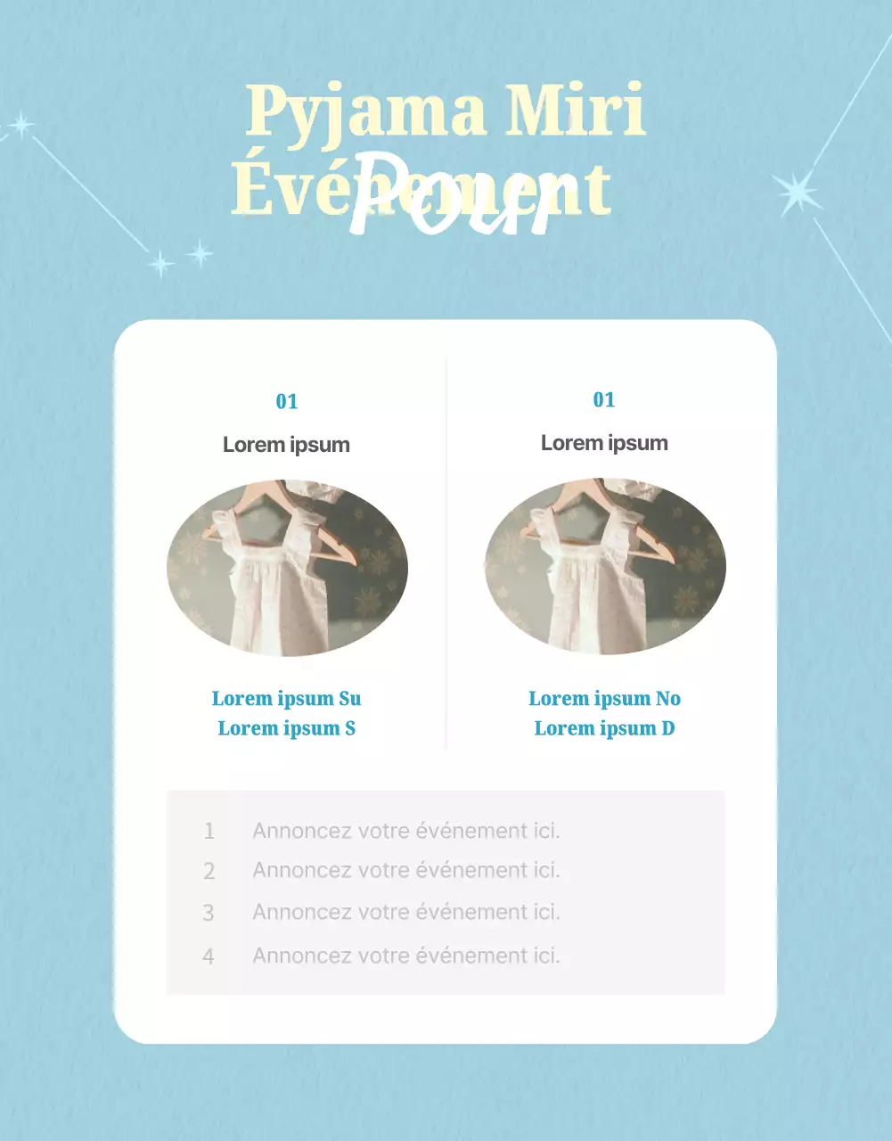 Un nouveau pyjama minimaliste en jaune et bleu clair.