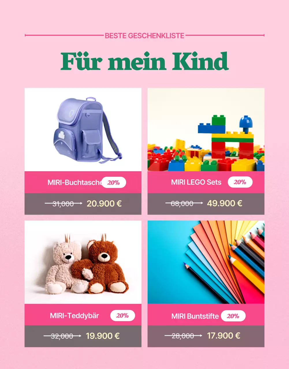 Förderung der Produkte des rosa und grünen Familienmonats
