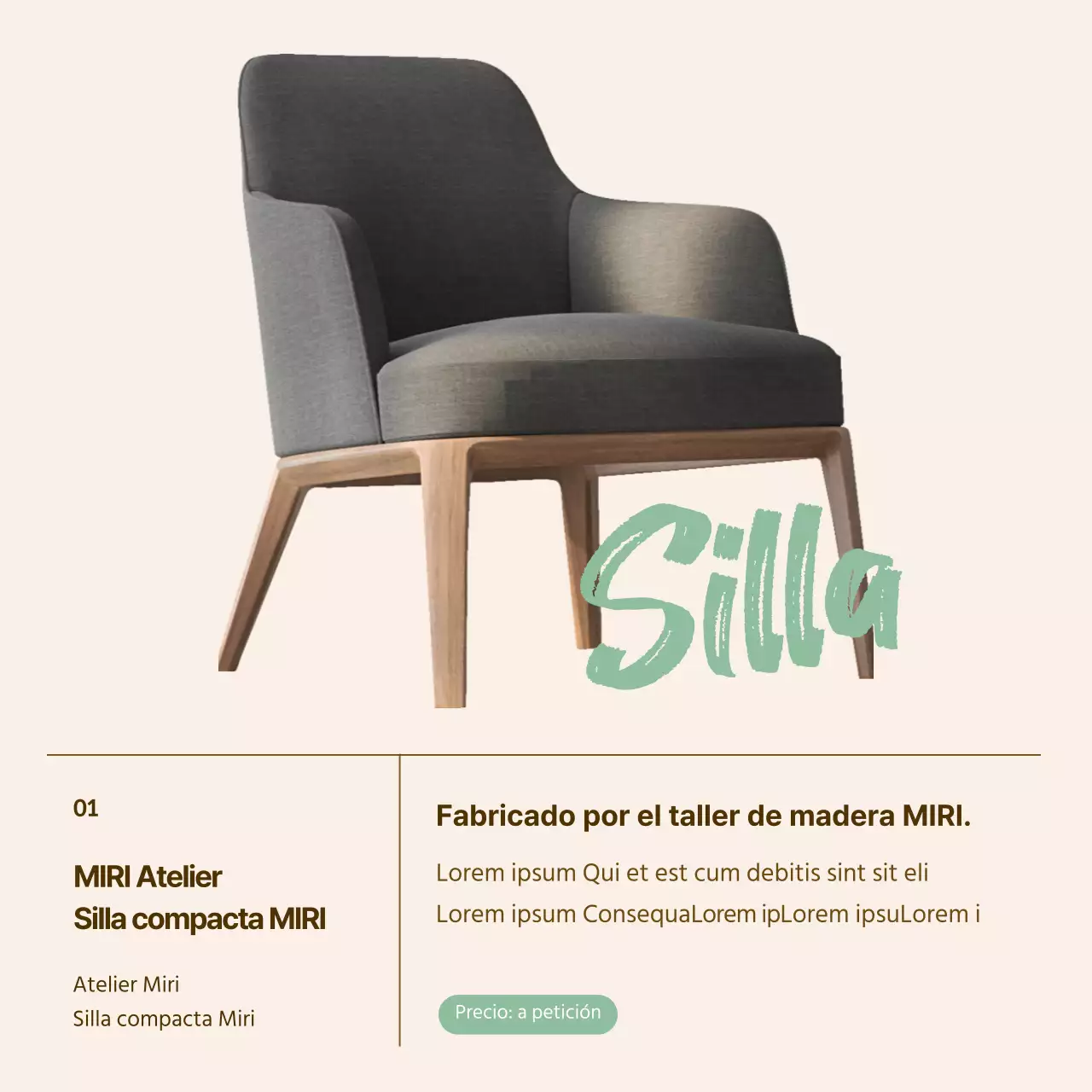 Un sencillo puesto de promoción de talleres en beige y verde