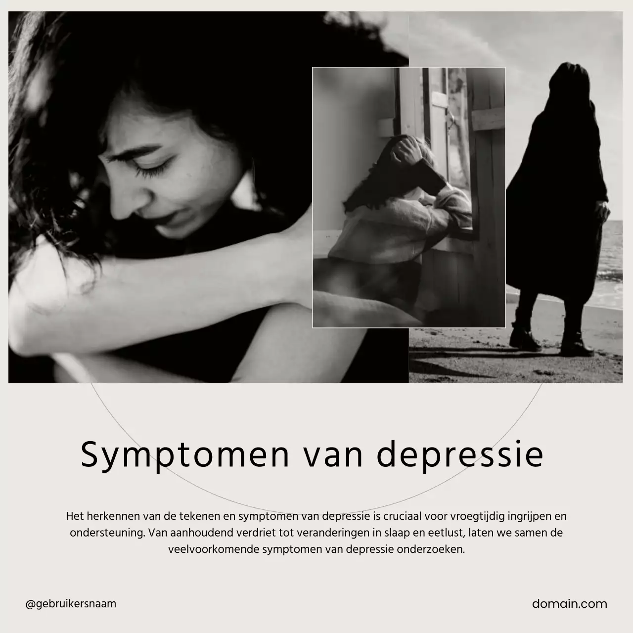 Beige Zwart-Wit Minimalistische Geestelijke Gezondheidszorg Zelf-Liefde-campagne