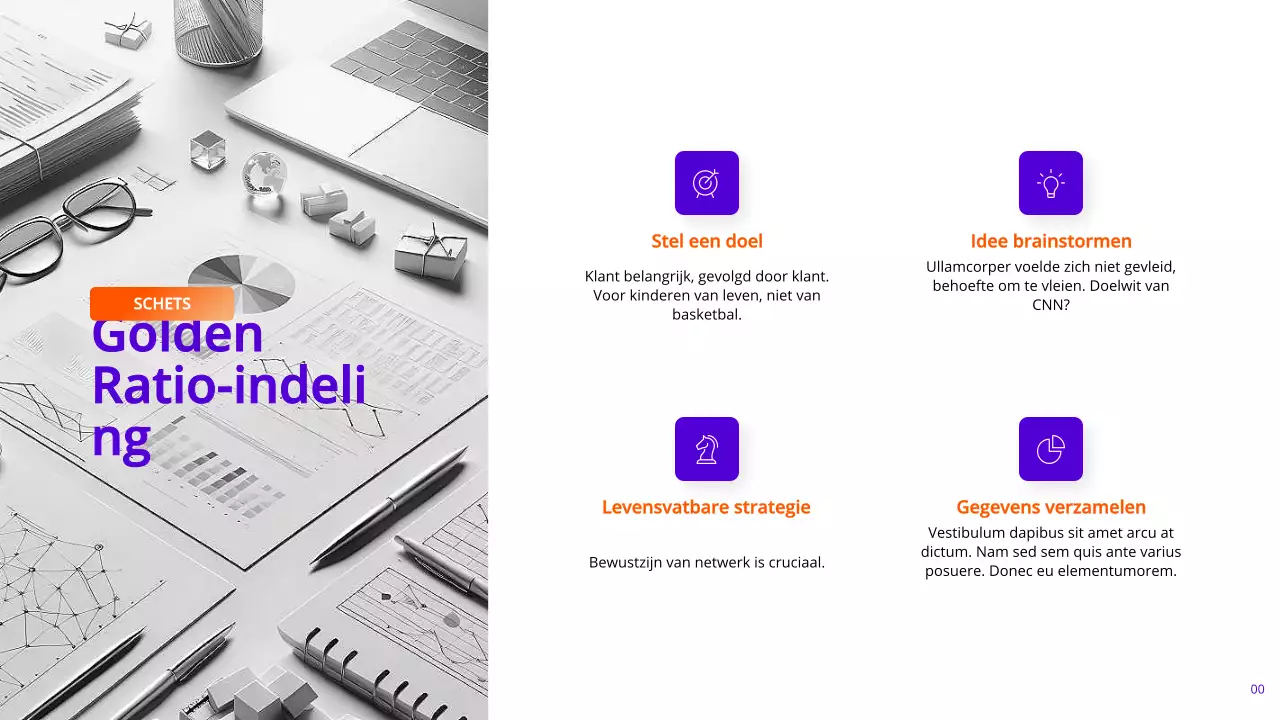 Indigo en oranje moderne marketingrapportpagina's met verschillende indelingen