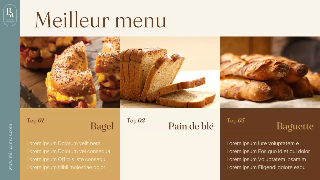 Une petite entreprise de boulangerie minimaliste de couleur bleu clair et marron.