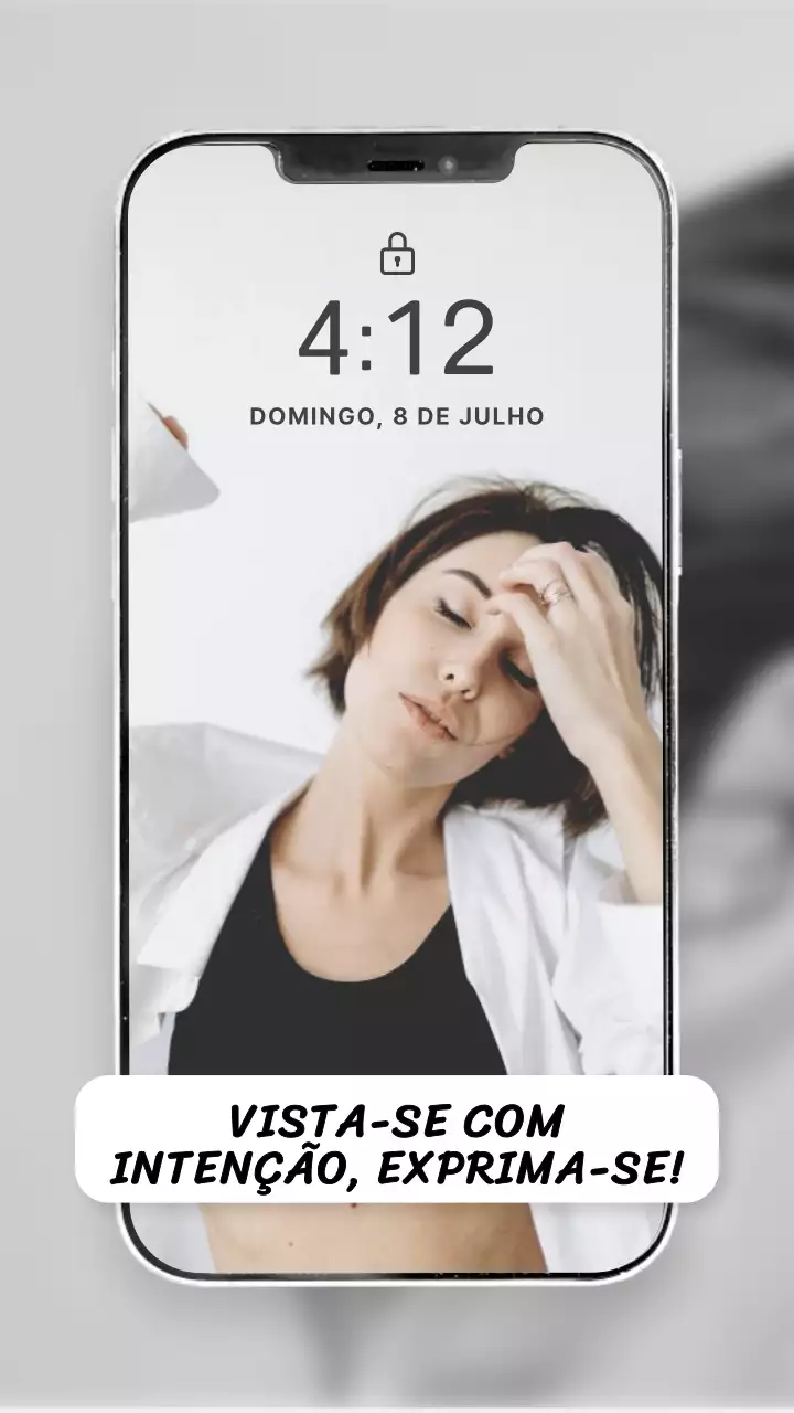 Branco cinzento Estética ecrã do telefone bloqueado Mulher foto moda citação