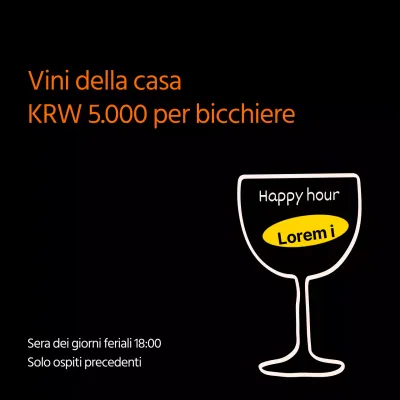 Un annuncio minimalista per l'happy hour in nero