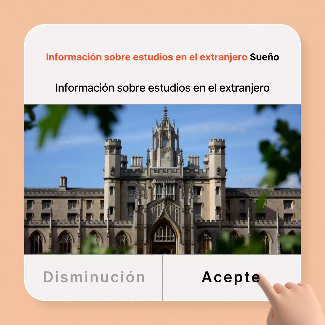 Promoción sencilla de estudios en el extranjero con fondo naranja