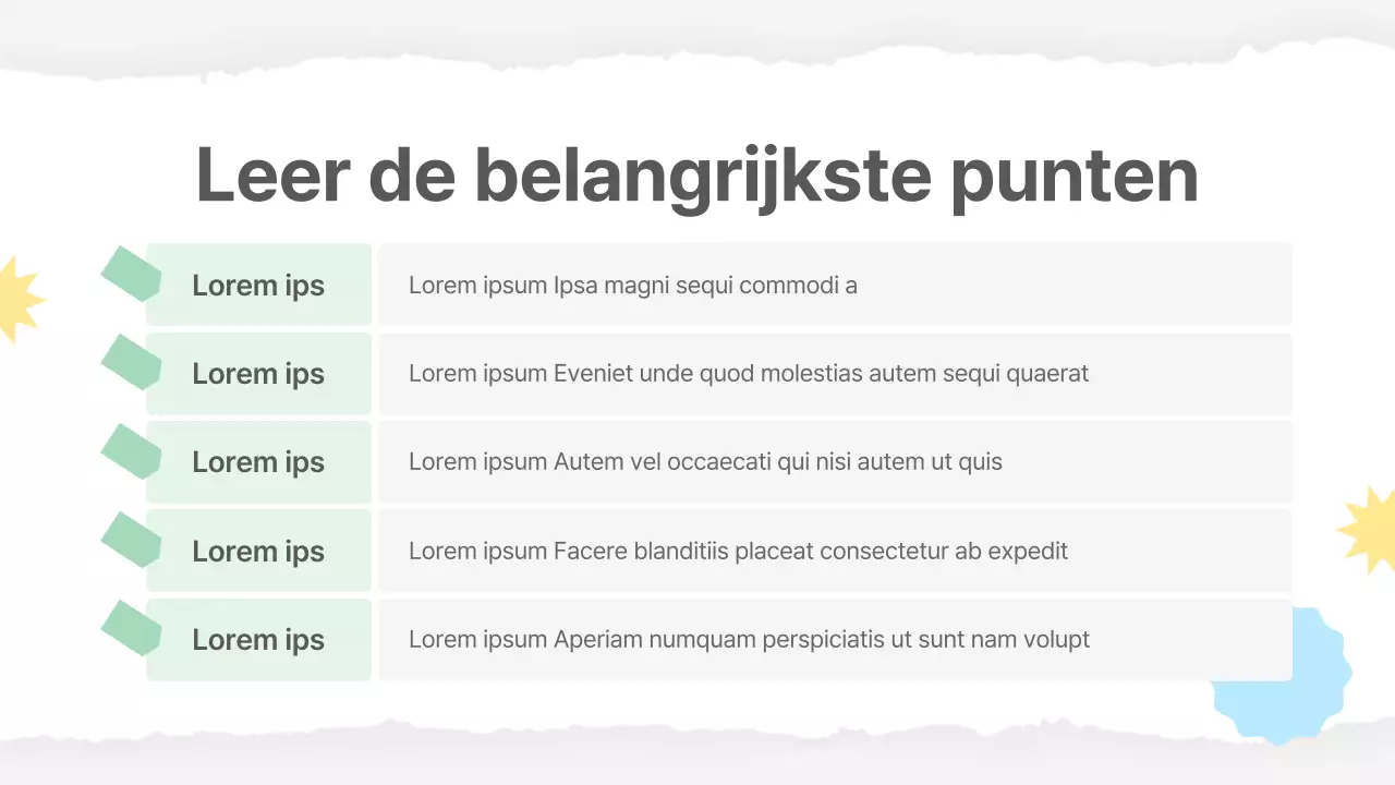 Basismateriaal voor school in geel en groen