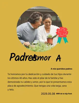 Una bonita placa para el Día de la Madre con una ilustración de un clavel y caligrafía con tu foto