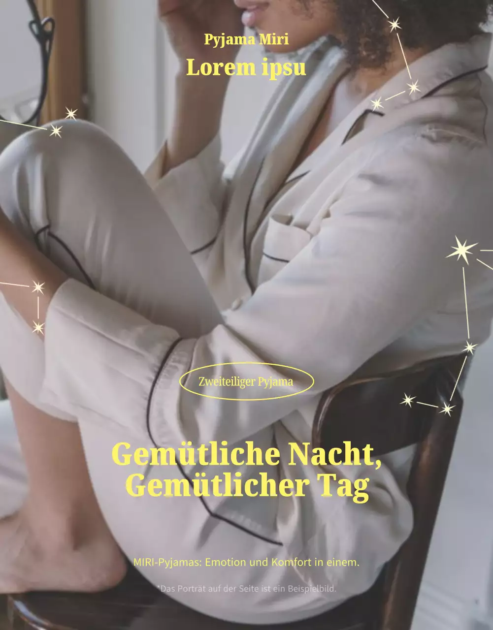 Ein neuer minimalistischer Pyjama in Gelb und Hellblau.