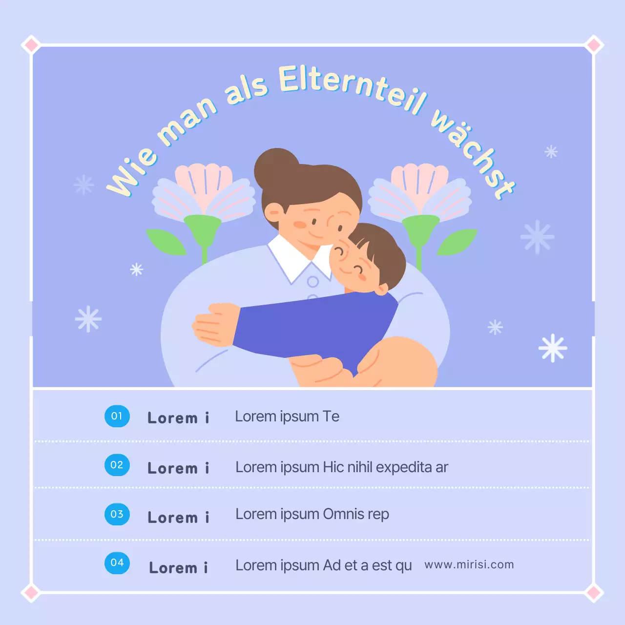 Werbung für einen niedlichen Elternkurs in Rosa und Mauve