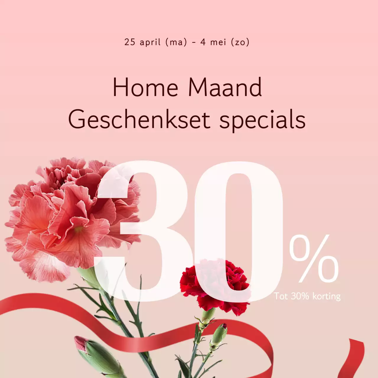 Een moderne Moederdag aankondiging in rood en oranje