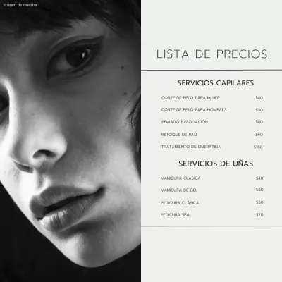 Tendencia gris y beige Promoción de precios para salones de belleza