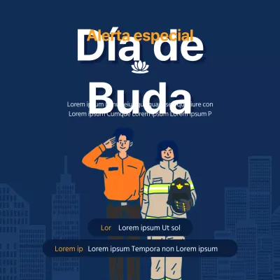 Un moderno aviso de servicio especial de bomberos en azul marino y naranja