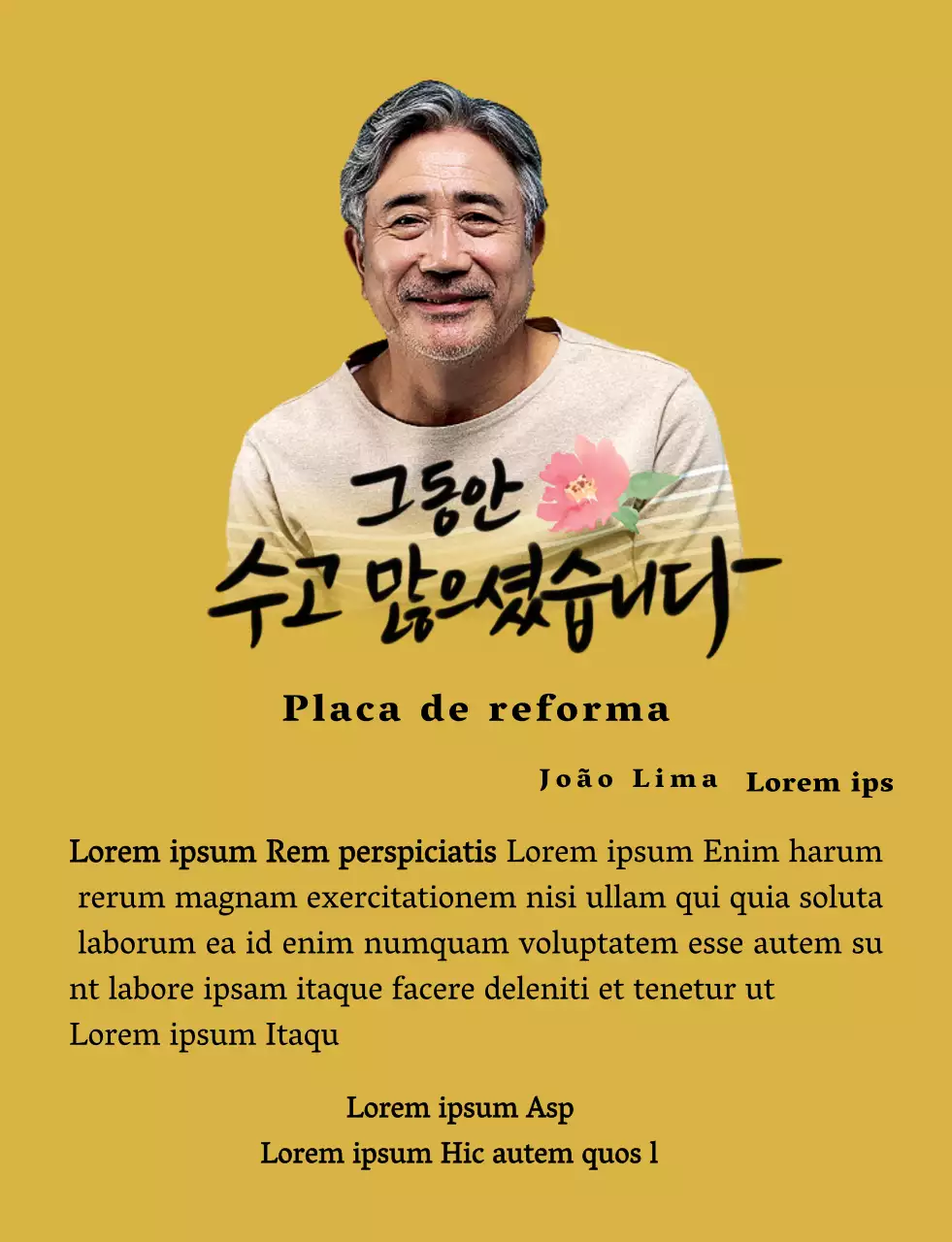 Desenho de reforma com ilustração floral e palavras caligráficas sentimentais