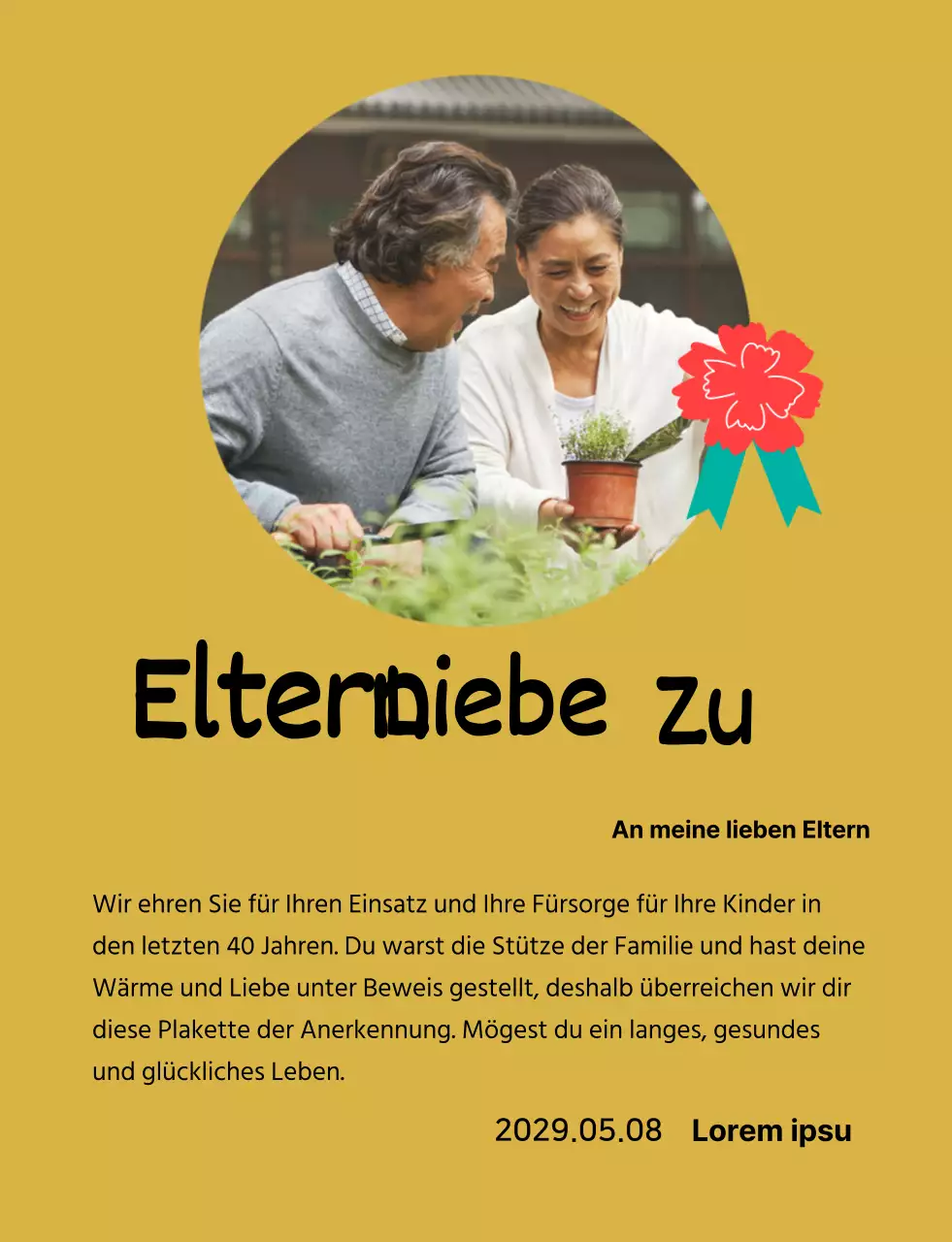 Eine hübsche Muttertagstafel mit einer Nelkenillustration und Kalligraphie mit Ihrem Foto