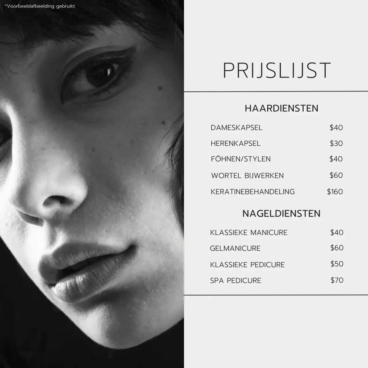 Grijs en Beige Trend Beauty Salon Prijslijst Promotie