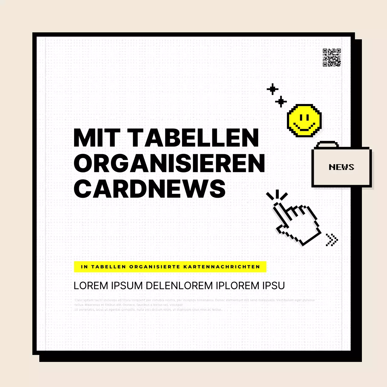 Ankündigung der Verwendung von einfachen Tischen in Gelb und Elfenbein
