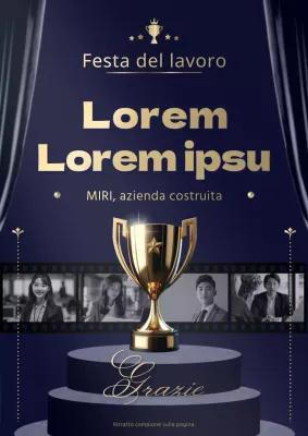 Un manifesto promozionale per una lussuosa cerimonia di premiazione del Labour Appreciation Day in blu navy e oro.