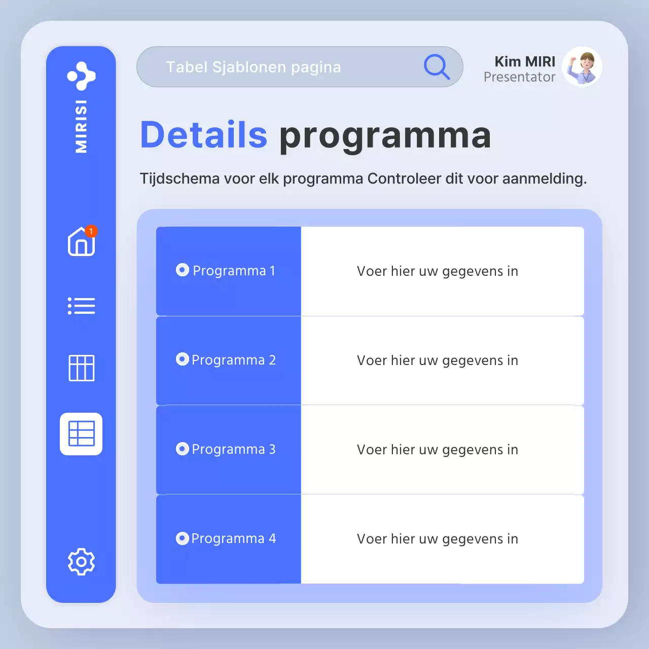 Aankondiging van het trendy gebruik van blauwe en witte tafels