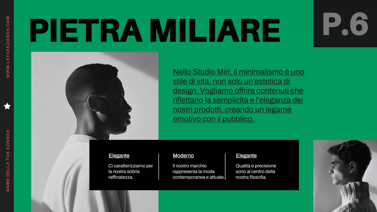 Profilo aziendale moderno minimale arancione e nero