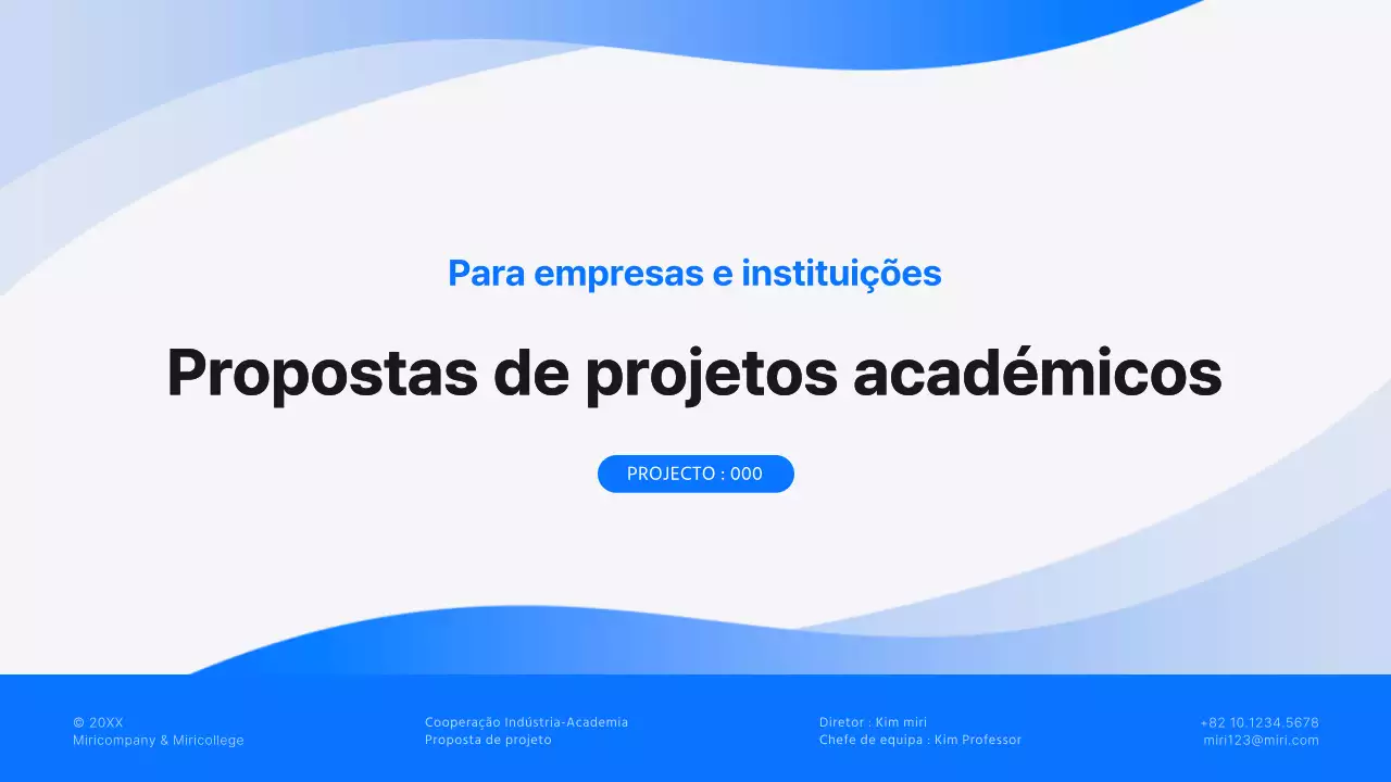 Uma proposta de projeto de colaboração moderna a azul e branco para um projeto indústria-academia