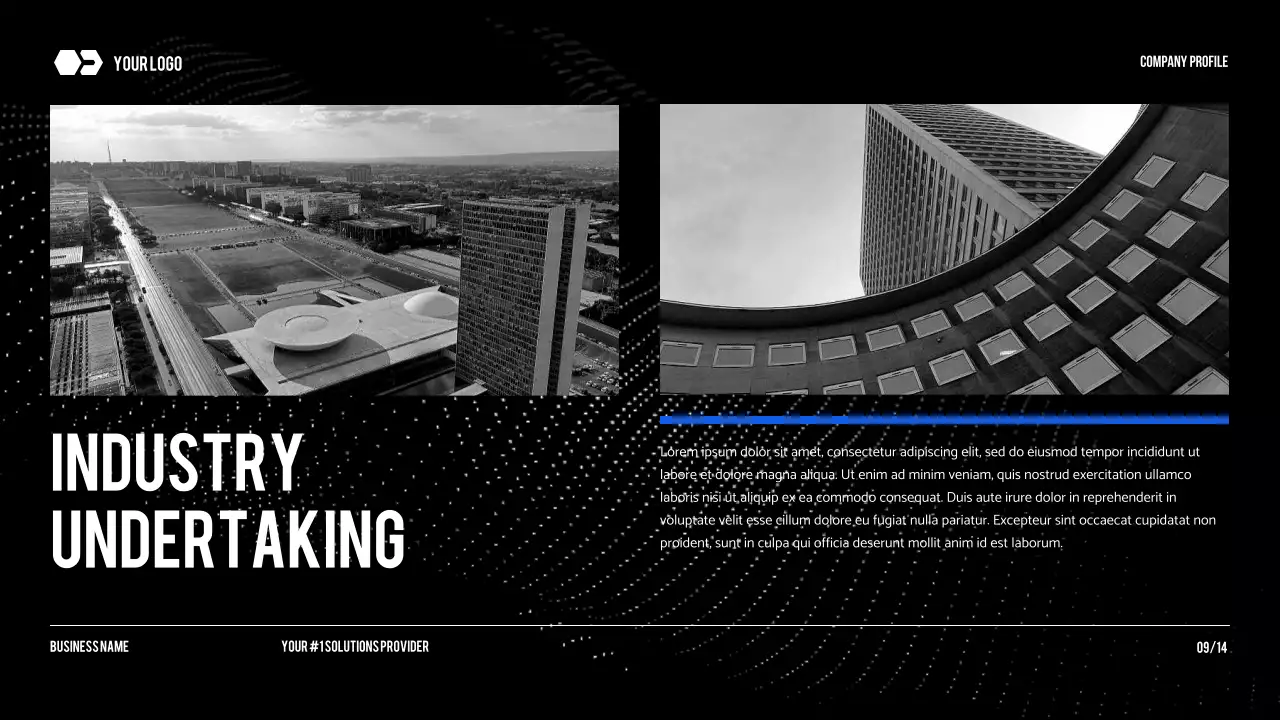 Black Modern Business Profile Document Presentation