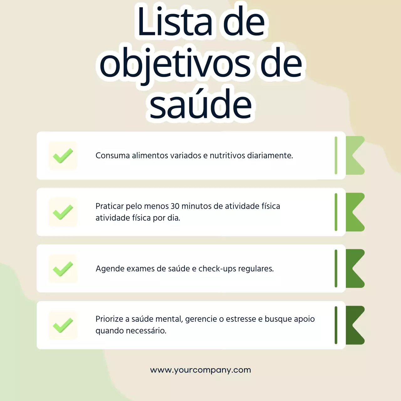 Marfim e verde Moderno Lista de controlo do Dia Mundial da Saúde Publicidade